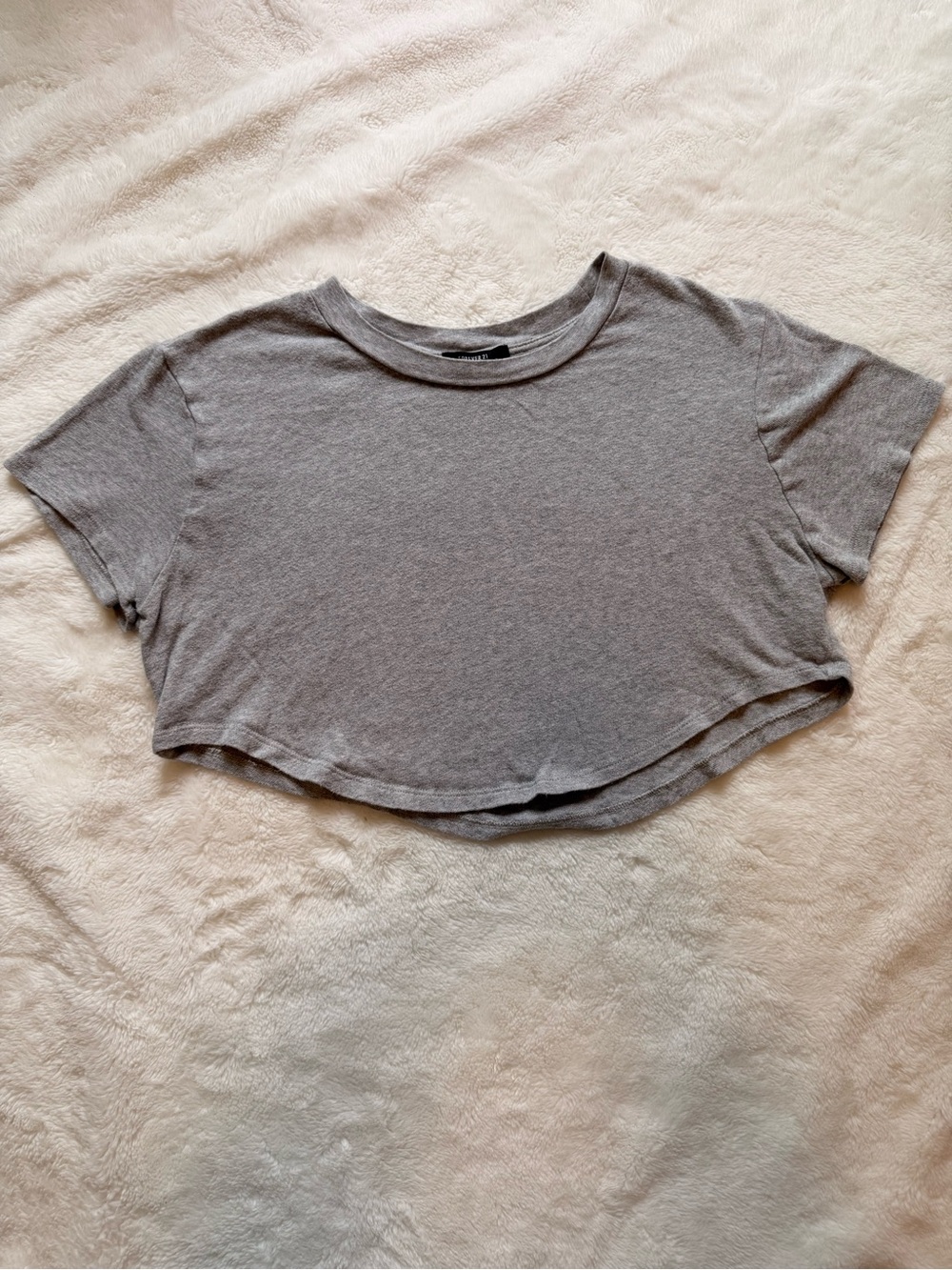 Gray Cropped Crewneck Women's Tee